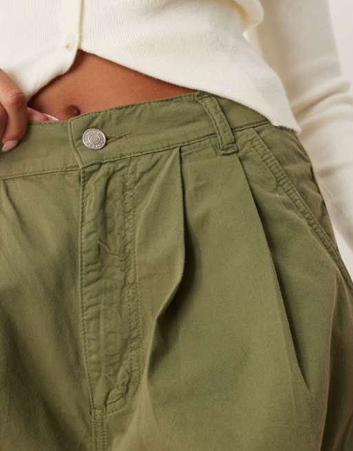 ASOS DESIGN oversized cargo pants with pleats in khaki