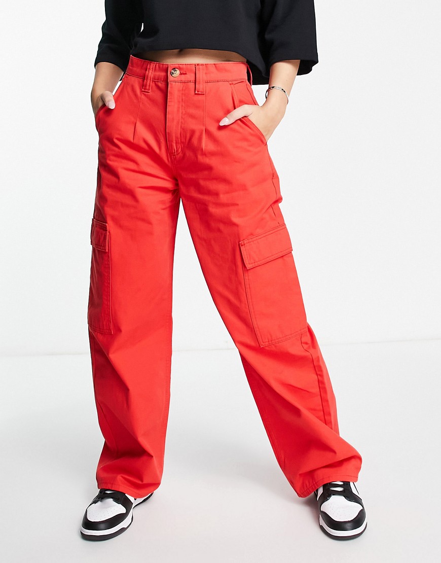 ASOS DESIGN oversized cargo trousers in red