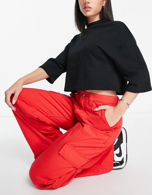 ASOS DESIGN oversized cargo trousers in red