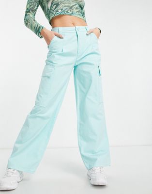 ASOS DESIGN oversized cargo trousers in washed blue