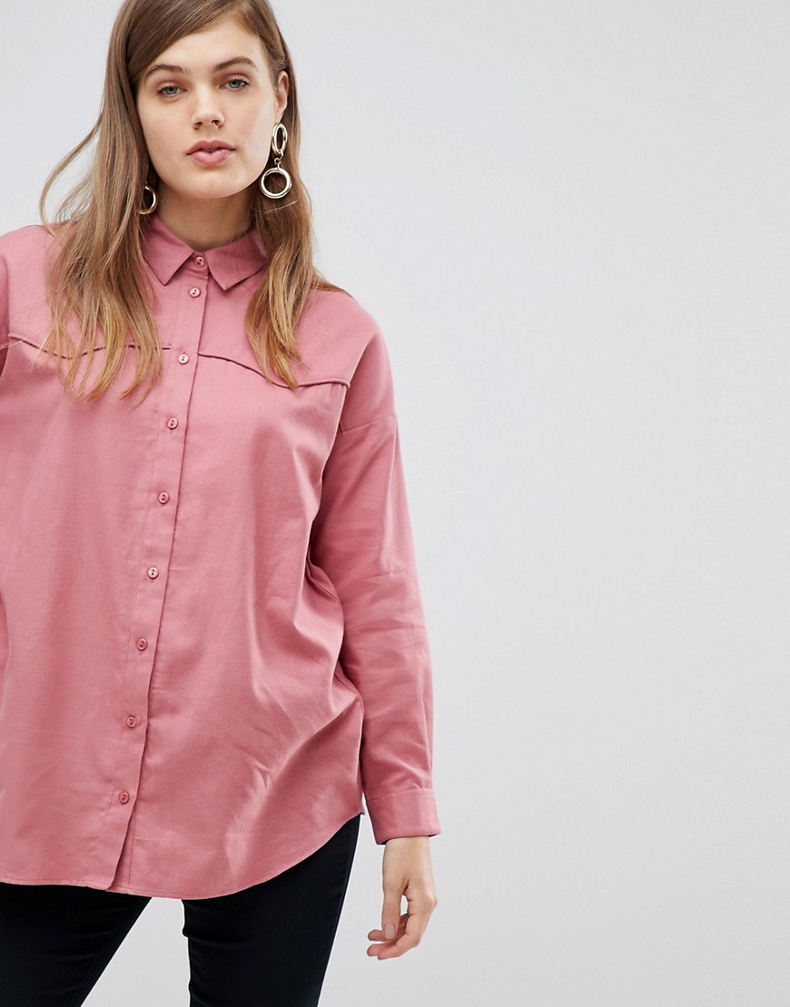 ASOS DESIGN - Oversized casual overhemd met lange mouwen-Roze