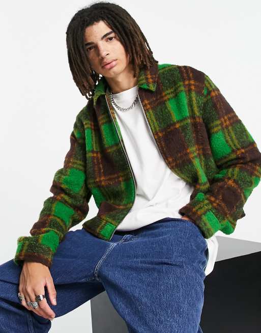 Mens checked harrington on sale jacket