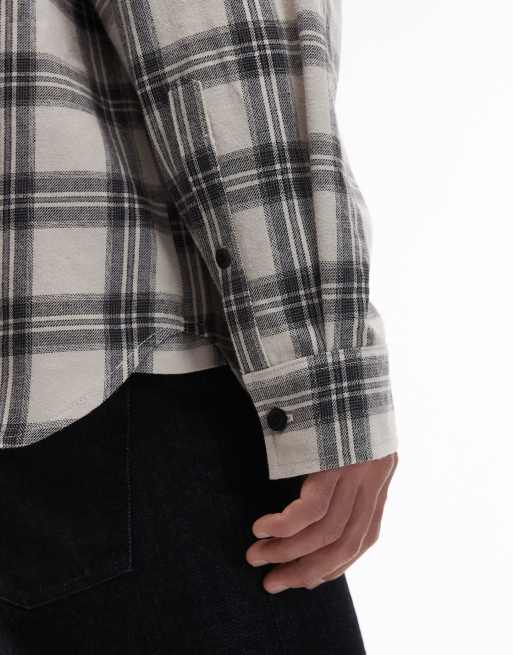 ASOS DESIGN oversized check shirt in black and beige, 5 of 6