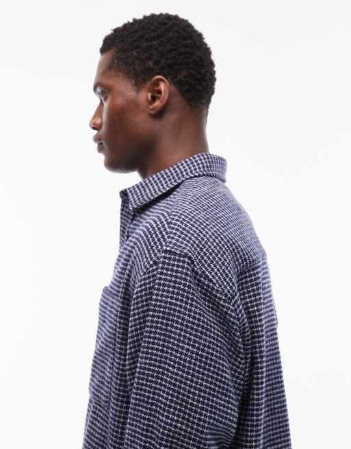 ASOS DESIGN oversized check shirt in blue and white, 4 of 5