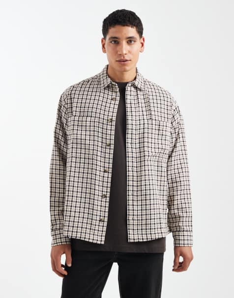 ASOS DESIGN oversized check shirt in brown - view 1