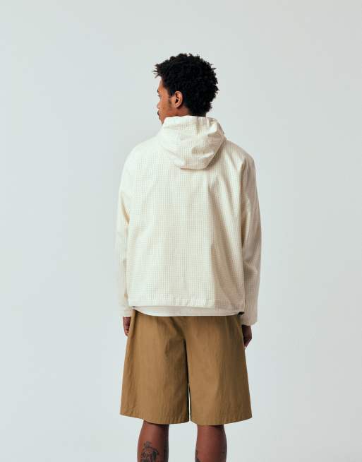 ASOS DESIGN oversized check windbreaker jacker in beige, 4 of 5