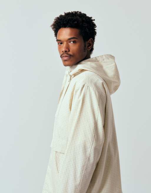 ASOS DESIGN oversized check windbreaker jacker in beige, 5 of 5