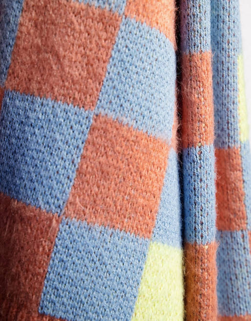 ASOS DESIGN oversized checkerboard jumper in multi colour