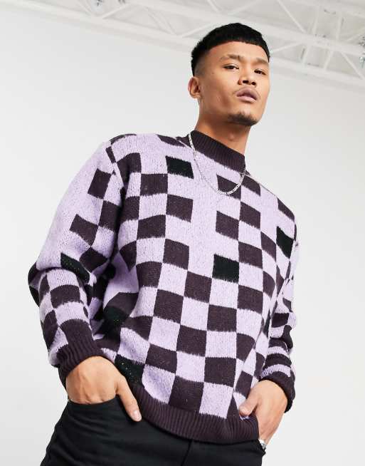 Checkered deals turtle neck