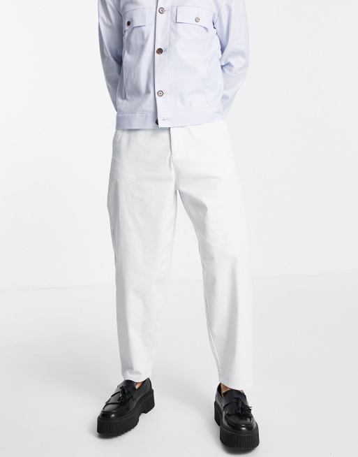 ASOS DESIGN - Oversized chino's met toelopende pasvorm in wit