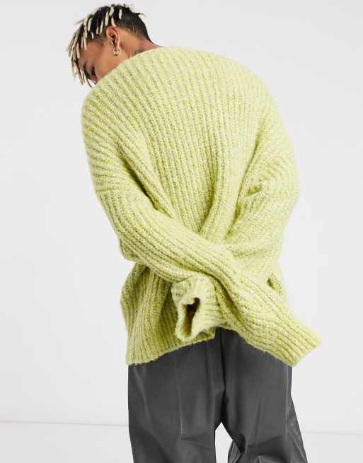 ASOS DESIGN oversized chunky knit jumper in lime green