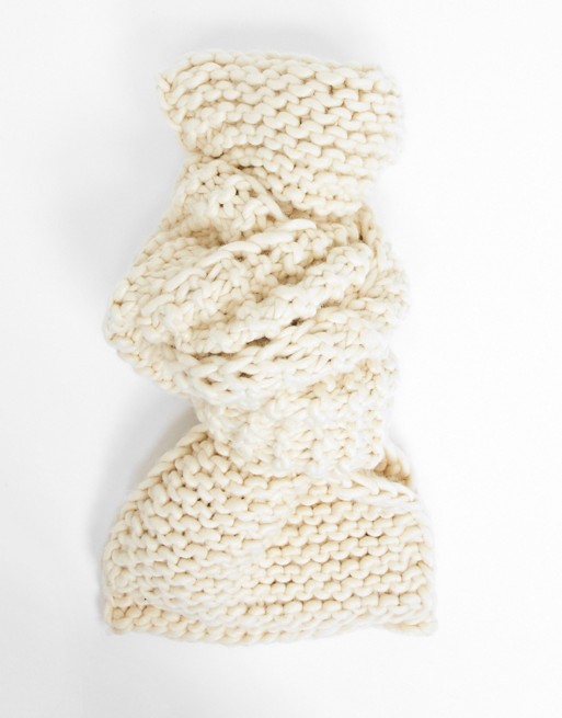 ASOS DESIGN oversized chunky knit scarf in cream