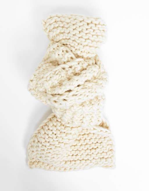 ASOS DESIGN oversized chunky knit scarf in cream