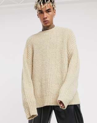 ASOS DESIGN oversized chunky knit sweater in oatmeal-Neutral