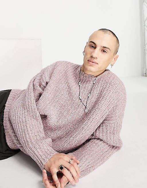 Ulv i fåretøj rolige komedie ASOS DESIGN oversized chunky knit sweater in pink | ASOS