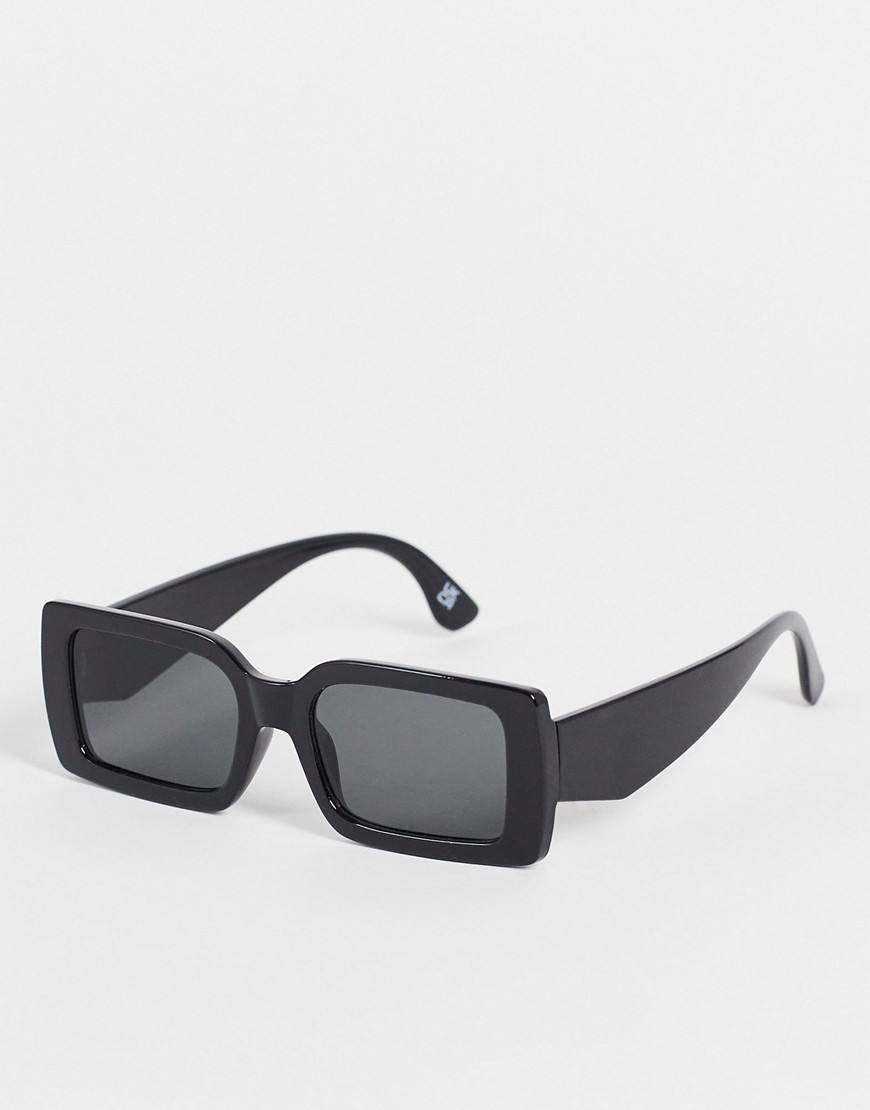ASOS DESIGN oversized chunky rectangle sunglasses with smoke lens in black