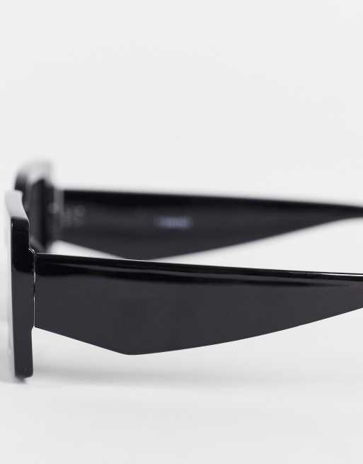 ASOS DESIGN chunky rectangle sunglasses with black lens in black