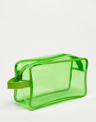 ASOS DESIGN oversized clear wash bag in green