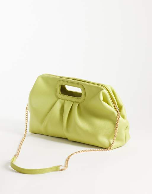 ASOS DESIGN oversized clutch in chartreuse, 4 of 4