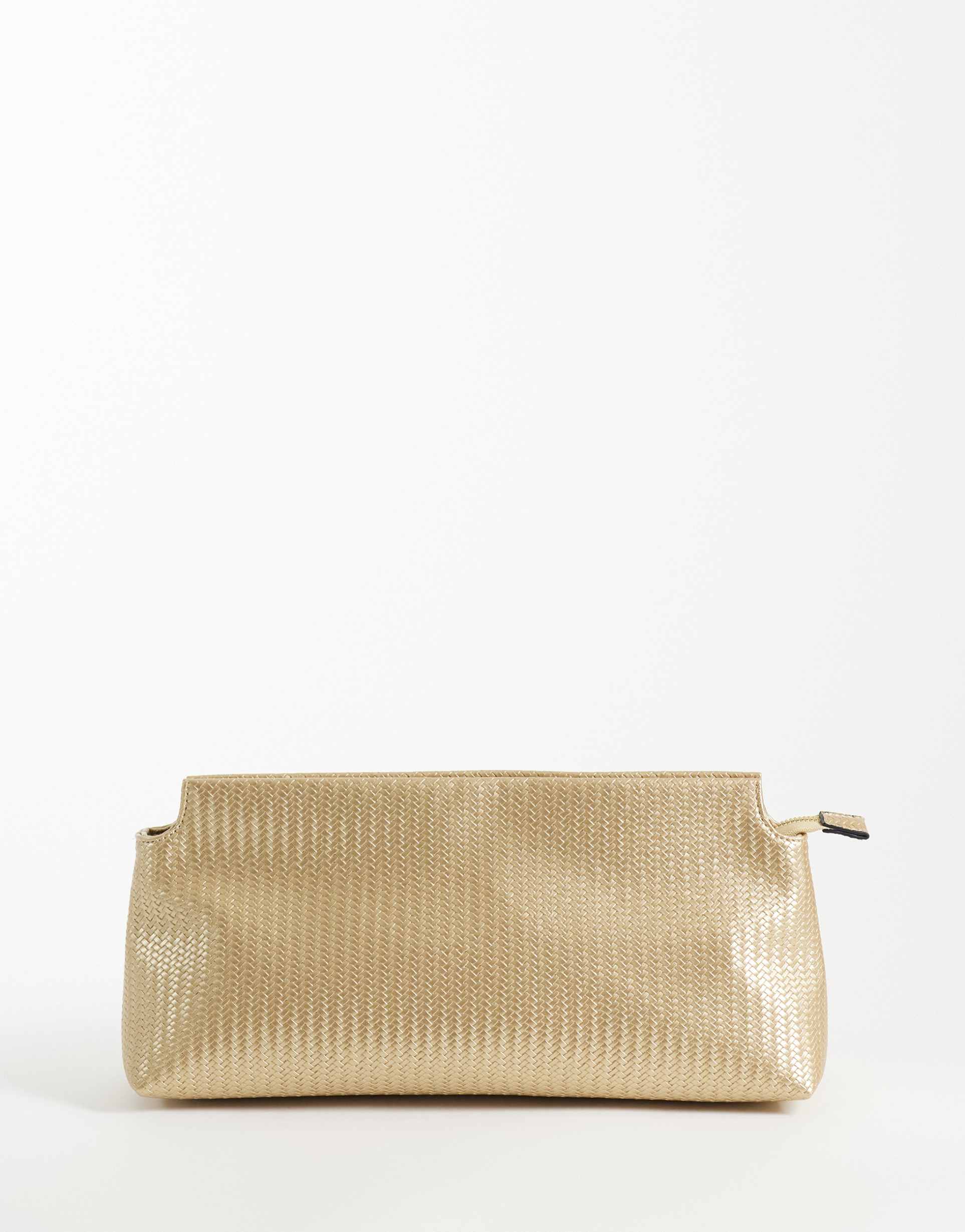 asos design oversized clutch in gold weave