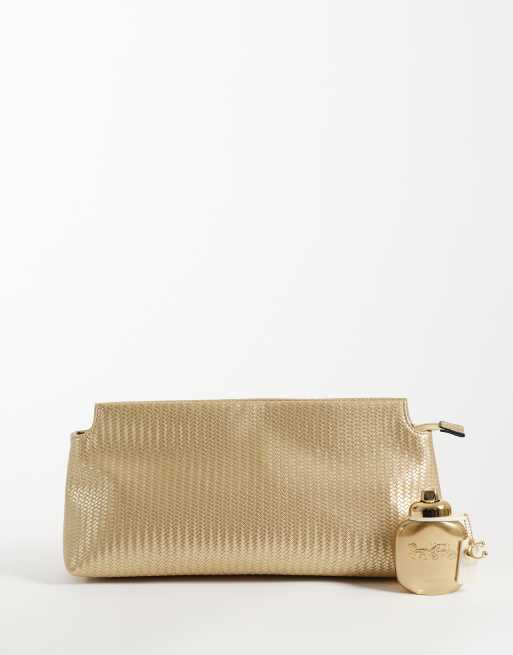 ASOS DESIGN oversized clutch in gold weave, 2 of 4