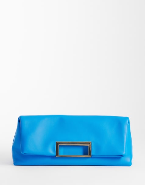 ASOS DESIGN - Oversized clutch met metalen handvat in felblauw - view 1