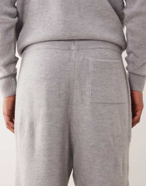 ASOS DESIGN oversized co-ord knitted cuffed joggers with NYC chest logo in washed grey, 4 of 5