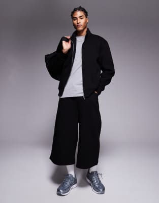 ASOS DESIGN oversized co-ord longer length shorts in black - view 1
