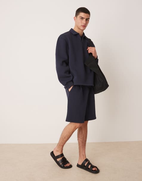 ASOS DESIGN oversized co-ord pleated shorts in navy - view 1