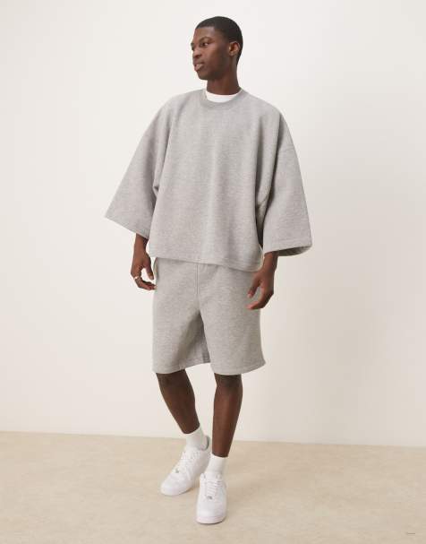 ASOS DESIGN oversized co-ord short in grey marl - view 1