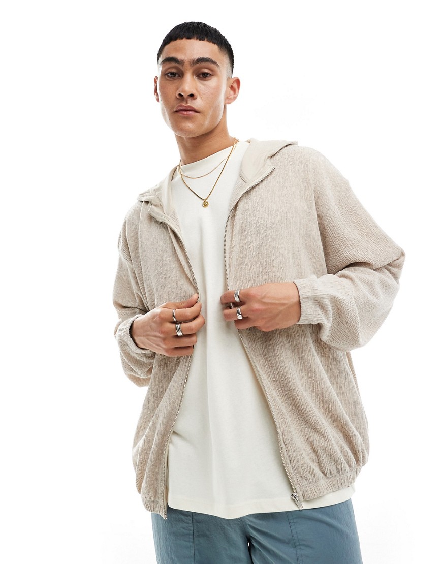 ASOS DESIGN oversized co-ord texture hoodie in light grey