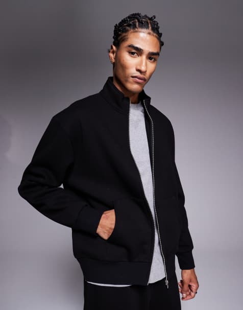 ASOS DESIGN oversized co-ord zip through jersey track jacket in black - view 1