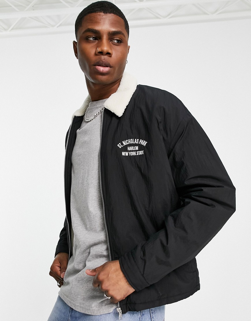 ASOS DESIGN - Oversized coach jacket with lining and locking collar in  black - ASOS NL | StyleSearch