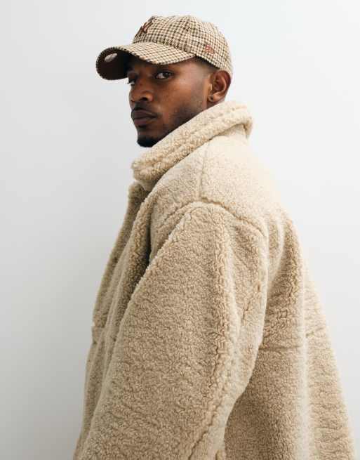 ASOS DESIGN - Oversized coachjack van borg in stone, 4 van 5