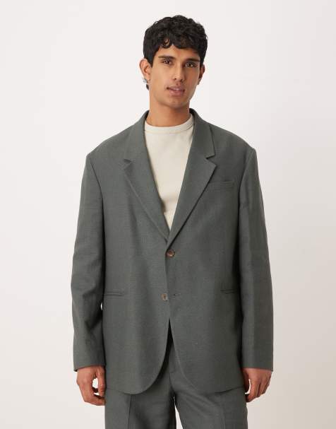 ASOS DESIGN - Oversized colbert van gedraaid garen in donkergroen - view 1