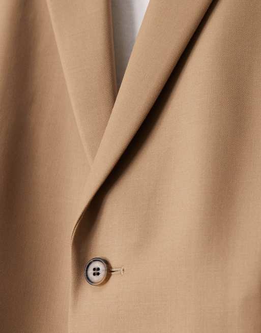ASOS DESIGN - Oversized colbert van linnenmix slubstof met halflange mouwen in stone, 4 van 5