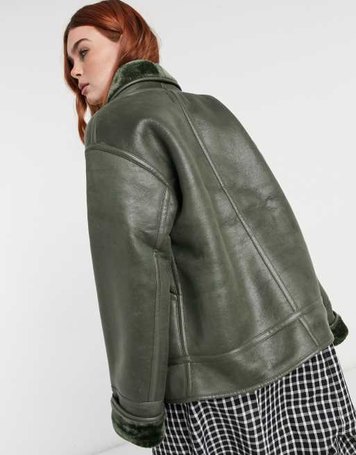 Khaki aviator sale jacket womens