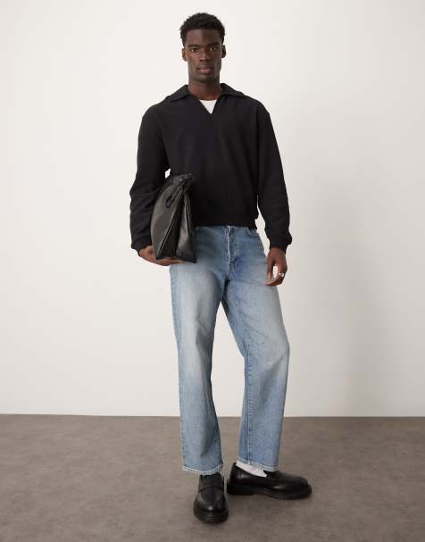 ASOS DESIGN oversized  collar sweatshirt in black - view 1