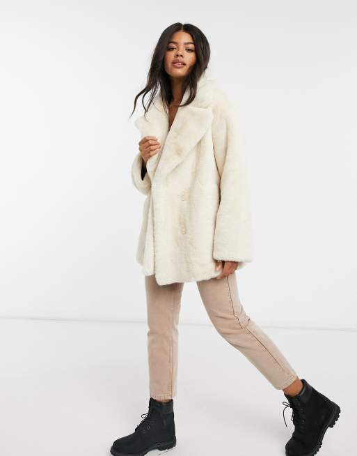 ASOS DESIGN oversized jersey hooded coat in cream