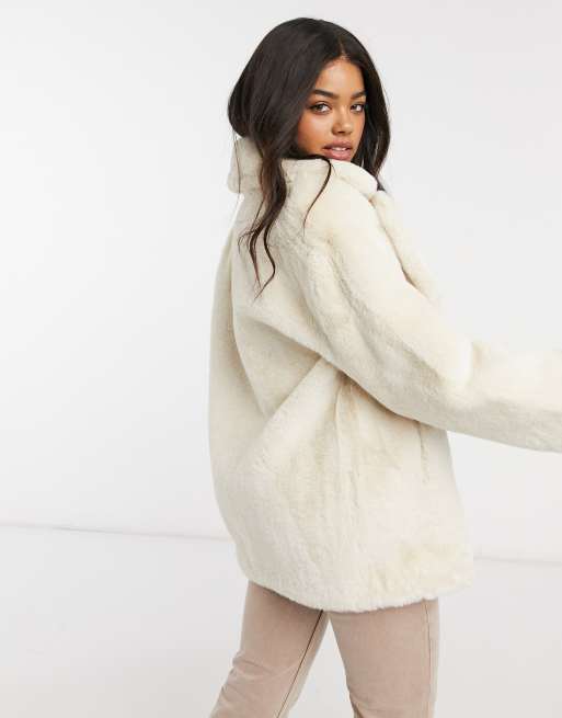 White Faux Fur Oversized Coat, Coats Jackets