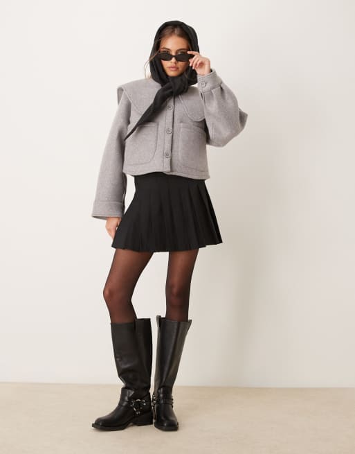 ASOS DESIGN oversized collared jacket in grey, 3 of 4