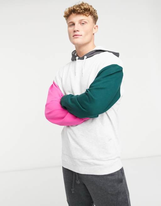ASOS DESIGN oversized color block hoodie in collegiate brights