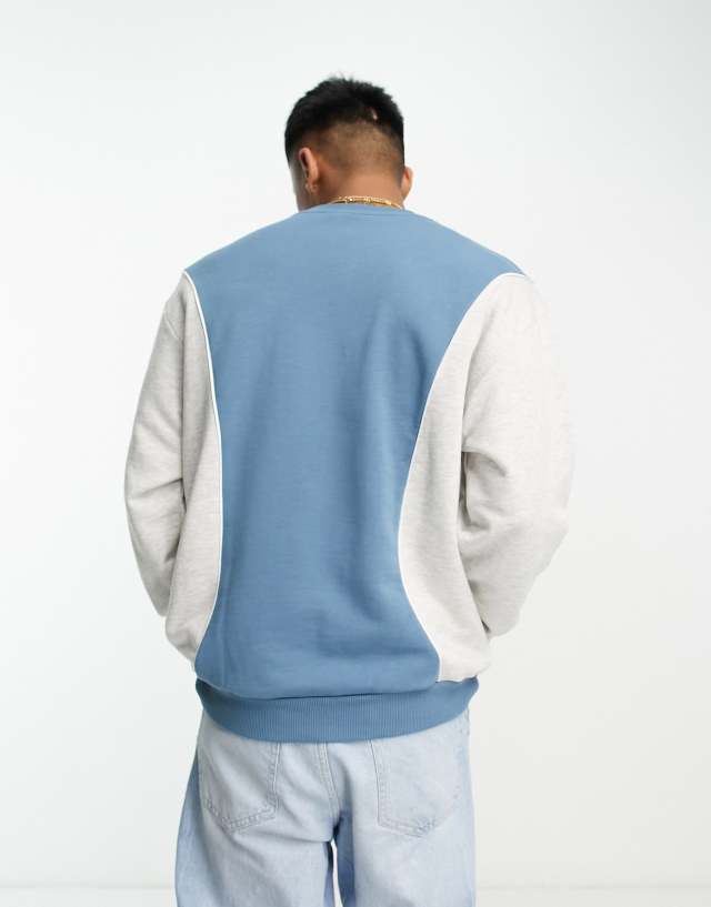 ASOS DESIGN oversized color block sweatshirt in beige and navy 0