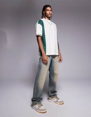 Asos Design Oversized Color Block T-shirt In White