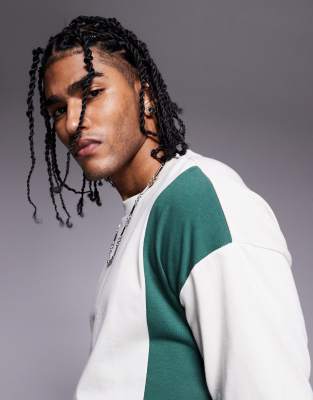 Asos Design Oversized Color Block T-shirt In White