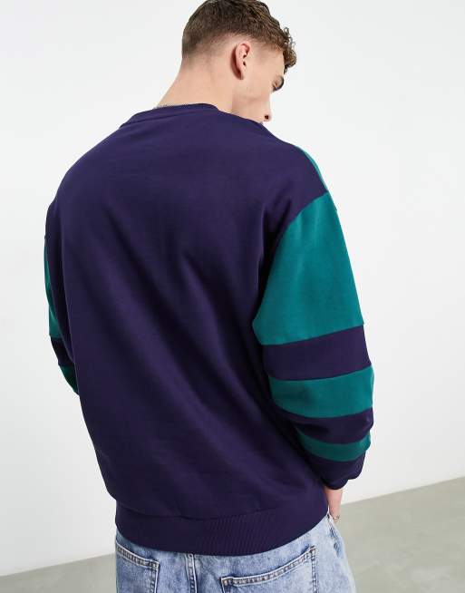 ASOS DESIGN oversized colour block sweatshirt with city print in