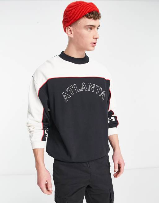 ASOS DESIGN oversized colour block sweatshirt with city print