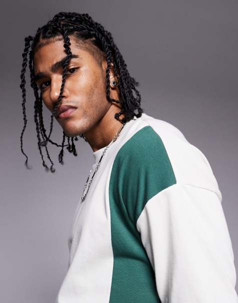 ASOS DESIGN oversized colour block t-shirt in cream and green - view 1