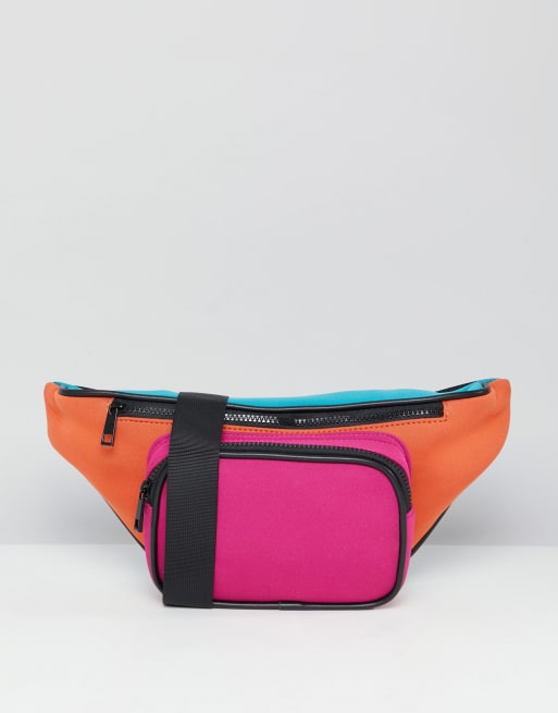 ASOS DESIGN Oversized Colourblock Scuba Bum Bag