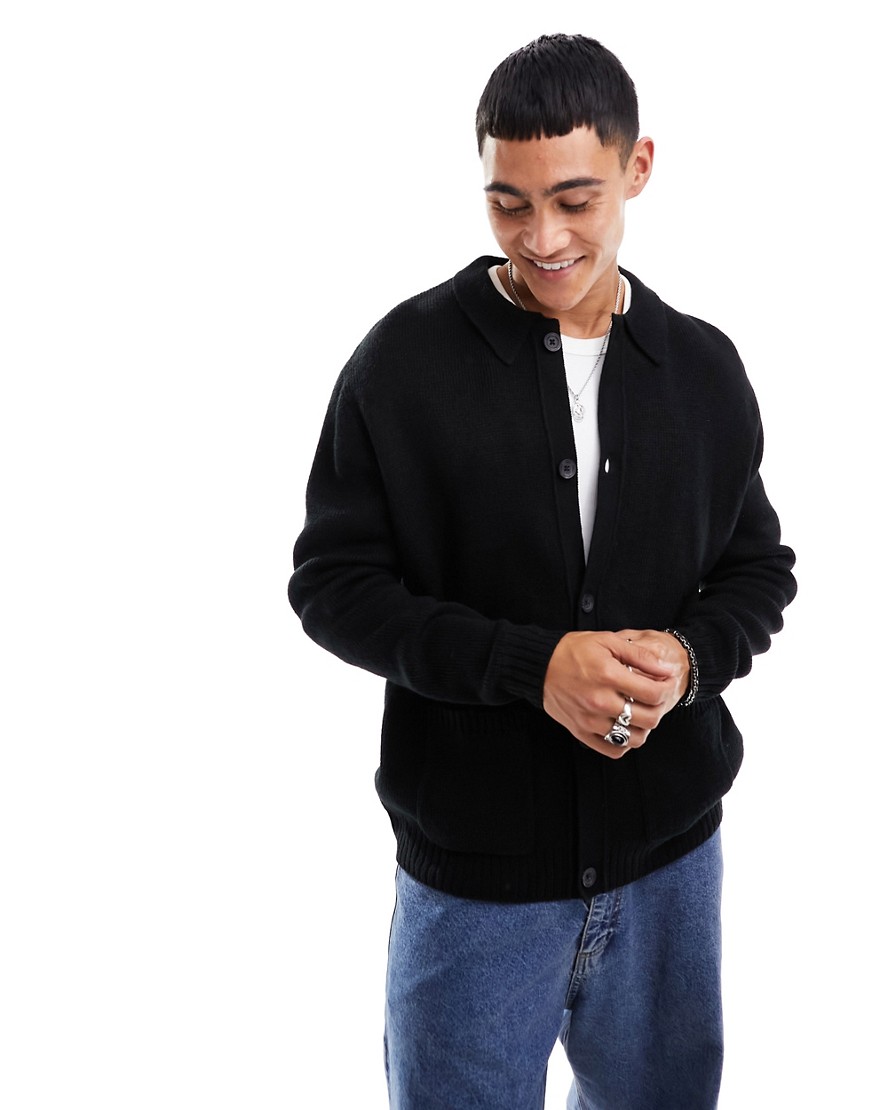 ASOS DESIGN oversized compact knit smart cardigan in black